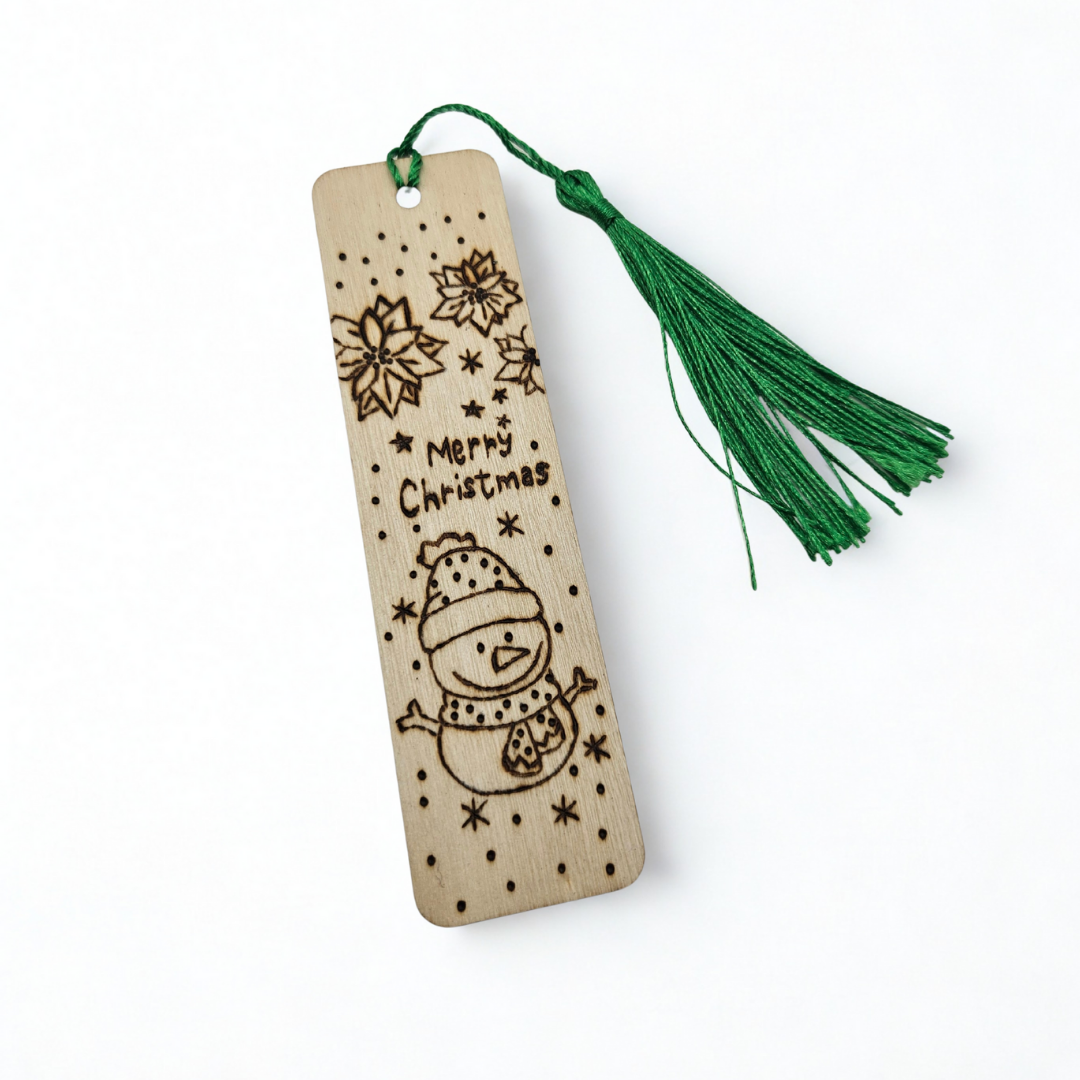 Segnalibro in legno “Merry Christmas” – pirografato a mano